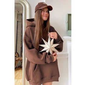 Madmext MG1566 Kahverengi Erkek Kapüşonlu Şardonlu Oversize Sweatshirt