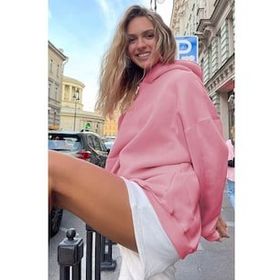 Madmext MG1566 Pembe Kadın Şardonlu Oversize Sweatshirt