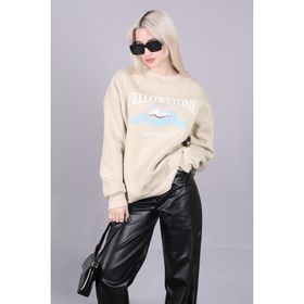Madmext MG1571 Bej Kadın Sweatshirt