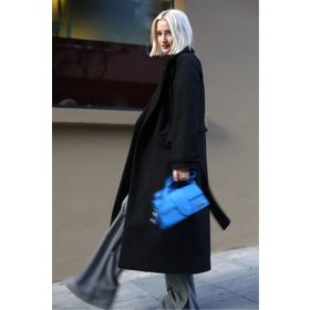 Madmext MG1584 Siyah Oversize Uzun Kadın Kaban