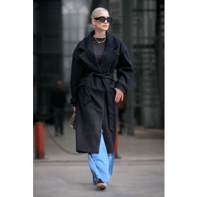Madmext MG1584 Siyah Oversize Uzun Kadın Kaban