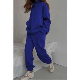 Madmext MG1609 Saks Kapüşonlu Oversize Kadın Eşofman Takımı
