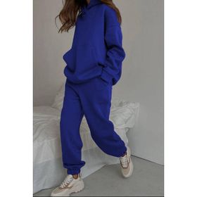 Madmext MG1609 Saks Kapüşonlu Oversize Kadın Eşofman Takımı
