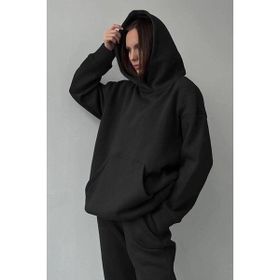 Madmext MG1609 Siyah Kapüşonlu Oversize Kadın Eşofman Takımı