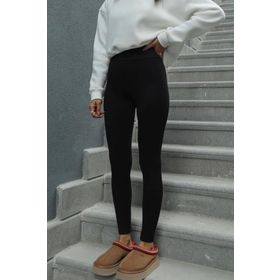 Madmext MG1625 Siyah Yüksek Bel Fitilli Kadın Tayt