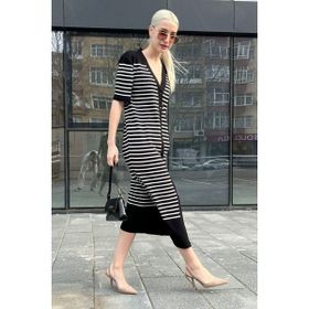 Madmext MG1648 Siyah Düğmeli Triko Kadın Elbise