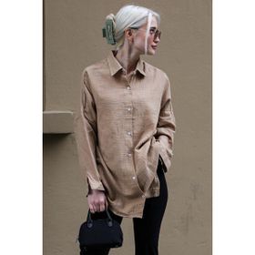 Madmext MG1660 Muslin Kumaş Basic Camel Kadın Gömlek