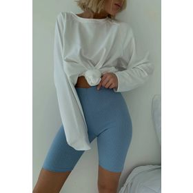 Madmext MG1676 Beyaz Basic Bisiklet Yaka Kadın Sweatshirt