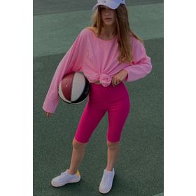 Madmext MG1676 Pembe Basic Bisiklet Yaka Kadın Sweatshirt