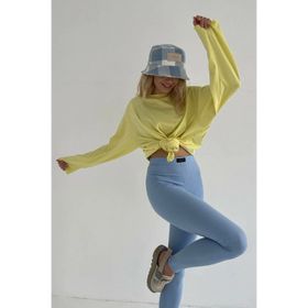 Madmext MG1676 Sarı Basic Bisiklet Yaka Kadın Sweatshirt