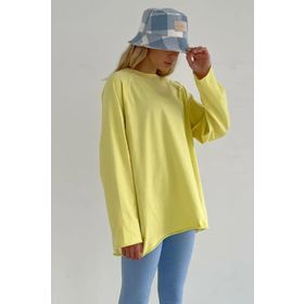 Madmext MG1676 Sarı Basic Bisiklet Yaka Kadın Sweatshirt