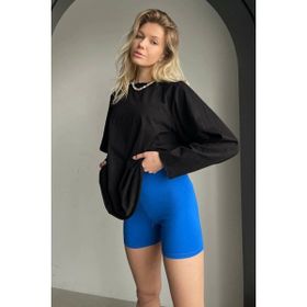 Madmext MG1676 Siyah Basic Bisiklet Yaka Kadın Sweatshirt