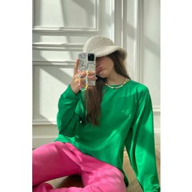 Madmext MG1676 Yeşil Basic Bisiklet Yaka Kadın Sweatshirt