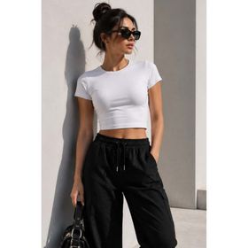 Madmext MG1681 Beyaz Basic Kadın T-shirt