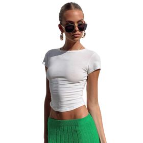Madmext MG1725 Beyaz Bisiklet Yaka Basic Kadın T-shirt