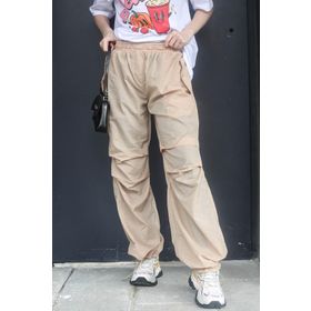 Madmext MG1726 Bej Paraşüt Jogger Kadın Pantolon