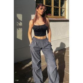 Madmext MG1726 Paraşüt Jogger Gri Kadın Pantolon