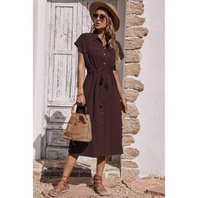 Madmext MG1743 Bej Kadın Gömlek Elbise