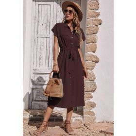 Madmext MG1743 Bej Kadın Gömlek Elbise