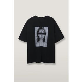 Madmext MG1764 Siyah Oversize Baskılı Kadın T-shirt