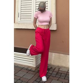Madmext MG1778 Fuşya Krinkıl Kumaş Basic Kadın Pantolon