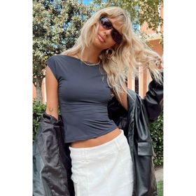 Madmext MG1851 Füme Sırt Dekolteli Crop Kadın Bluz