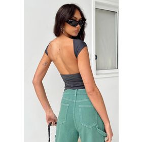 Madmext MG1851 Füme Sırt Dekolteli Crop Kadın Bluz