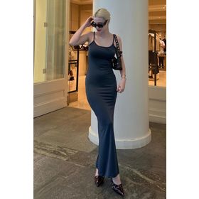 Madmext MG1852 Füme Uzun Asklı Basic Elbise