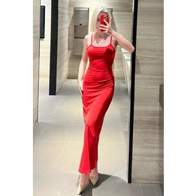 Madmext MG1852 Kırmızı Uzun Asklı Basic Elbise