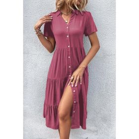 Madmext MG1853 Bordo Kadın Gömlek Elbise