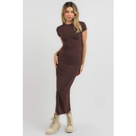 Madmext MG1856 Acı Kahve Basic Yarım Balıkçı Uzun Elbise