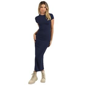 Madmext MG1856 Lacivert Basic Yarım Balıkçı Uzun Elbise