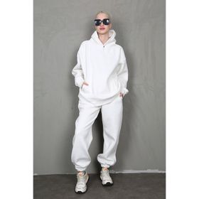 Madmext MG1905 Ekru Kapüşonlu Oversize Kadın Eşofman Takım
