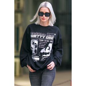 Madmext MG1923 Siyah Kadın Sweatshirt