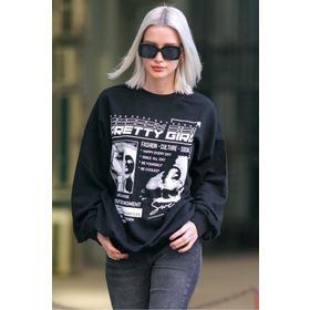 Madmext MG1923 Siyah Kadın Sweatshirt
