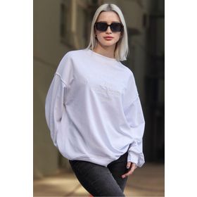 Madmext MG1924 Beyaz Kadın Sweatshirt