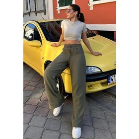 Madmext MG1980 Koyu Yeşil Kadın Pantolon