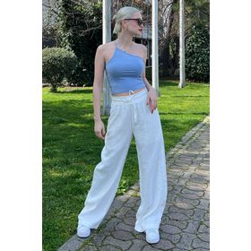 Madmext MG1982 Beyaz Kadın Pantolon