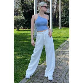 Madmext MG1982 Beyaz Kadın Pantolon
