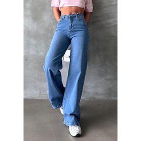 Madmext MG2000 Mavi Straight Wide Kadın Jean