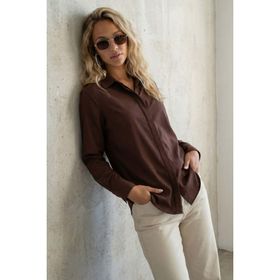 Madmext MG2674 Kahverengi Modern Kesim Kadın Gömlek