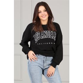 Madmext MG780 Siyah Mad Girls Baskılı Oversize Kadın Sweatshirt
