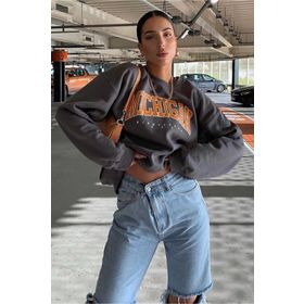 Madmext MG785 Mad Girls Antrasit Sweatshirt