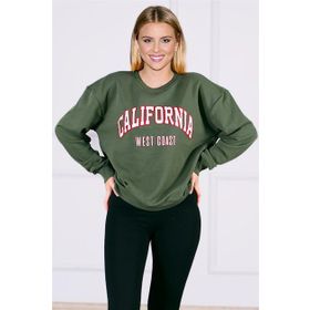 Madmext MG789 Haki Mad Girls Bisiklet Yaka Kadın Sweatshirt