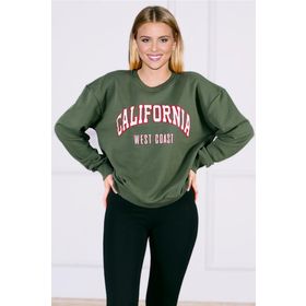 Madmext MG789 Haki Mad Girls Bisiklet Yaka Kadın Sweatshirt