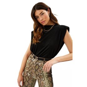 Madmext MG900 Mad Girls Siyah Vatkalı Kadın T-shirt