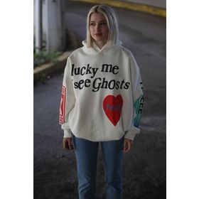 Madmext MG903 Beyaz Kapüşonlu Oversize Kadın Sweatshirt