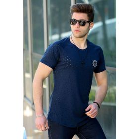 Madmext T4002 Lacivert Baskılı Erkek T-Shirt