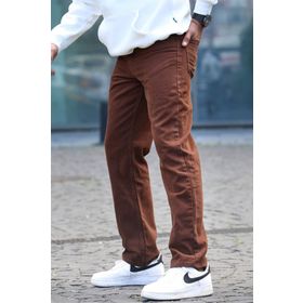 Madmext T6312 Kahverengi Straight Fit Erkek Jean Pantolon