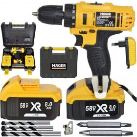 Mager 58 W 8 Ah Yedek Akülü Şarjlı Çantalı Vidalama Matkap Makinesi